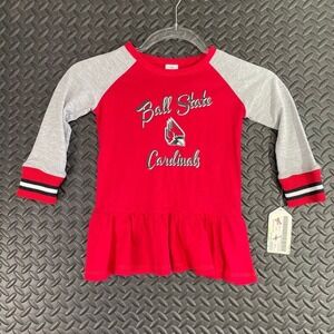 New Colosseum Ball State Cardinals Red Cheerleading Long Sleeve Top Girl Size 3T